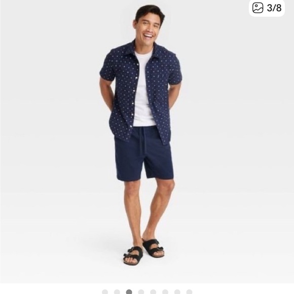 Goodfellow & Co Men's Star Print Short Sleeve Button-Down Shirt - Picture 2 of 6